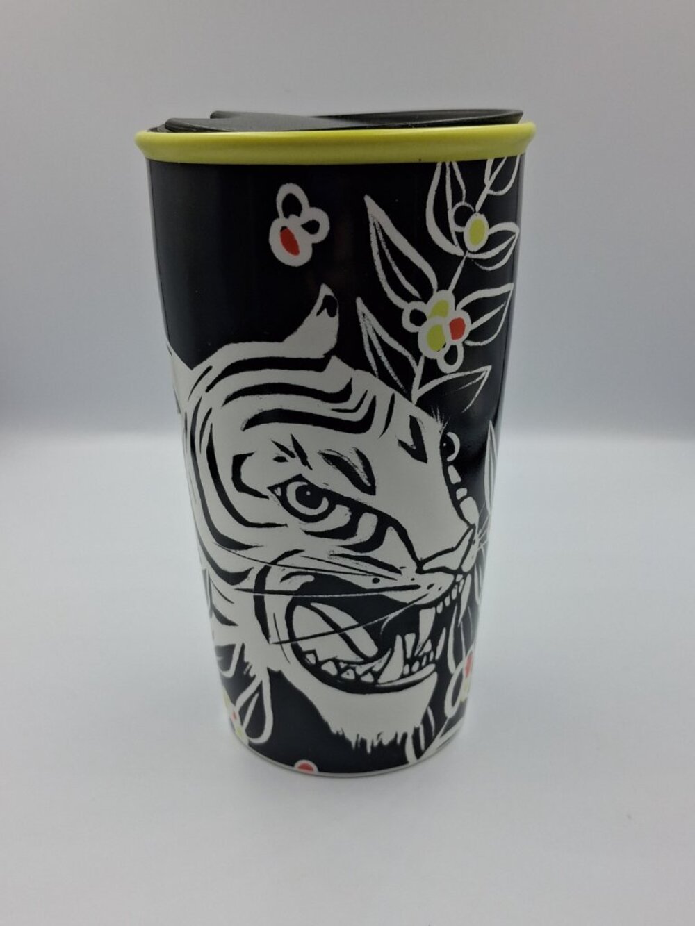 Starbucks Sumatra Mug 2018 White Tiger Black Coffee Travel Tumbler Cup 12oz EUC